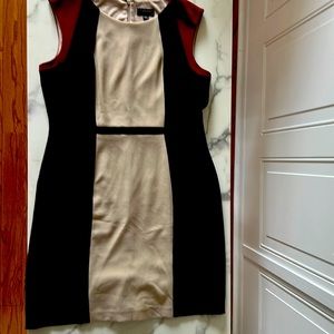 Tahari Black and Cream Colorblock Dress